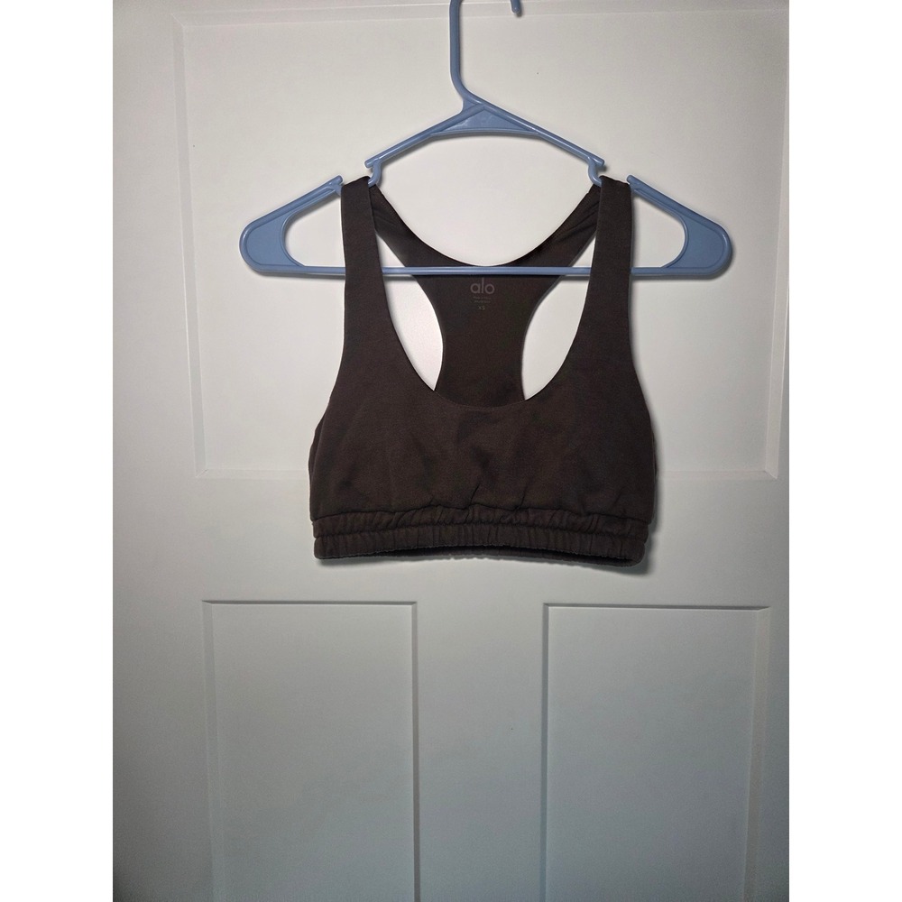 Alo Yoga Wellness Bra Espresso Brown Racerback Sports Bra XS